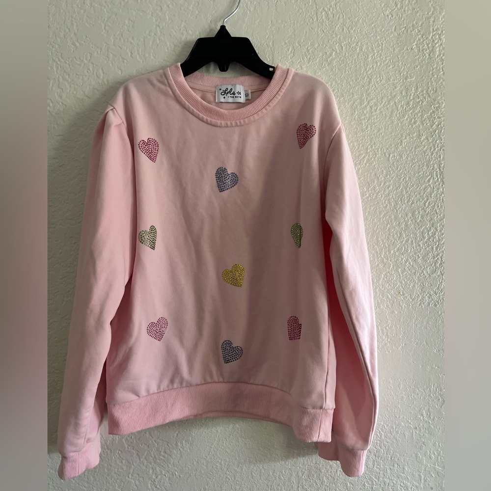 Lola + The Boys Pink Sweater with Heart Patterns valentine 💘 Valentine’s Day